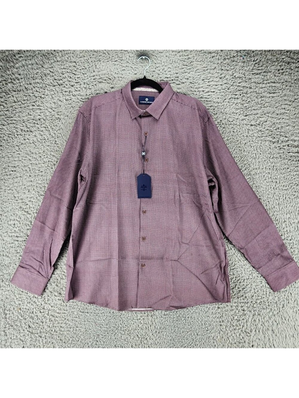 Luchiano Visconti Shirt Mens XL Maroon Purple Long Sleeve Button Up *NWT*